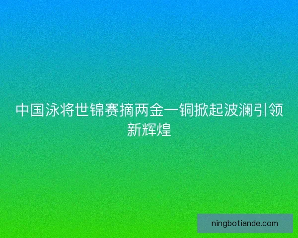 中国泳将世锦赛摘两金一铜掀起波澜引领新辉煌 中国泳将世锦赛摘两金一铜掀起波澜引领新辉煌