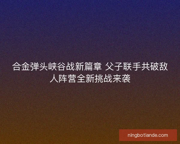 合金弹头峡谷战新篇章 父子联手共破敌人阵营全新挑战来袭 合金弹头峡谷战新篇章 父子联手共破敌人阵营全新挑战来袭