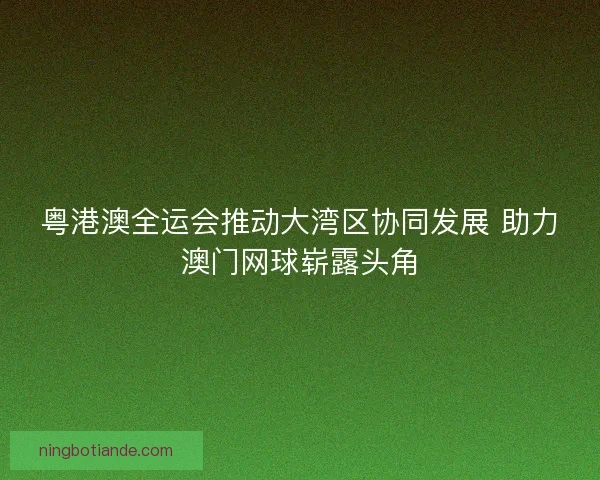 粤港澳全运会推动大湾区协同发展 助力澳门网球崭露头角 粤港澳全运会推动大湾区协同发展 助力澳门网球崭露头角