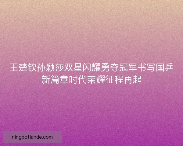王楚钦孙颖莎双星闪耀勇夺冠军书写国乒新篇章时代荣耀征程再起 王楚钦孙颖莎双星闪耀勇夺冠军书写国乒新篇章时代荣耀征程再起