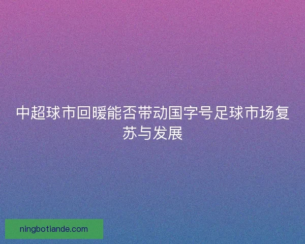 中超球市回暖能否带动国字号足球市场复苏与发展