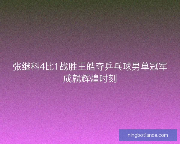 张继科4比1战胜王皓夺乒乓球男单冠军成就辉煌时刻 张继科4比1战胜王皓夺乒乓球男单冠军成就辉煌时刻